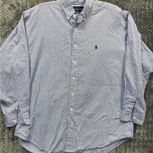 Ralph Lauren Blake XL Cotton Long Sleeve Button-Down Shirt Blue W/Stripe